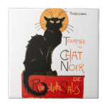 Azulejo Arte francés Steinlen Black Cat Classic<br><div class="desc">El gato negro - Un hermoso gato negro vintage del artista francés Theophile Steinlen,  un poster clásico del cabaret de Chat Noir de Victoria en Montmartre en París,  Francia.</div>