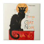 Azulejo Arte francés Steinlen Black Cat Classic<br><div class="desc">El gato negro - Un hermoso gato negro vintage del artista francés Theophile Steinlen,  un poster clásico del cabaret de Chat Noir de Victoria en Montmartre en París,  Francia.</div>