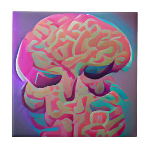 Azulejo Arte geométrico abstracto de cerebro con contraluz