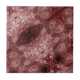 Azulejo Arte geométrico abstracto de ciruelas rojizas Tile