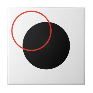 Azulejo Arte geométrico abstracto del círculo rojo negro