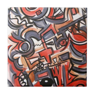 Azulejo Arte geométrico abstracto pintado Tensión-Mano