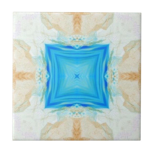 Azulejo Arte geométrico con crema turquesa de diamante azu (Frente)