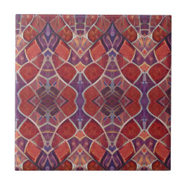 Azulejo Arte geométrico de mosaico rojo violeta turquesa