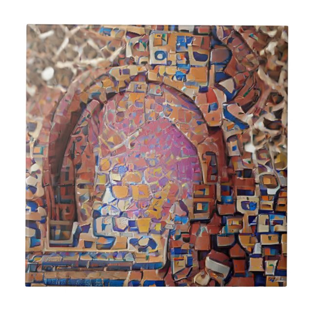 Azulejo Arte geométrico de oro rojo mosaico marroquí (Frente)