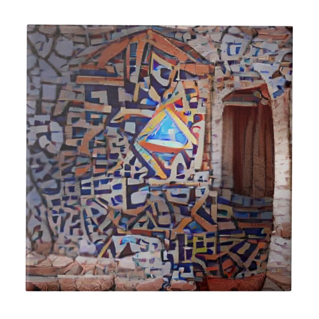 Azulejo Arte geométrico de patrones de mosaico marroquí (Frente)
