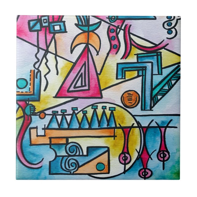 Azulejo Arte Geométrico Moderno de Daydream-Hand Bauhaus (Frente)