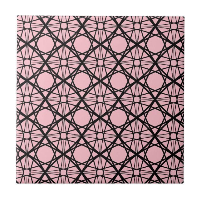 Azulejo Arte geométrico negro y rosa (Frente)