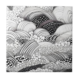 Azulejo Arte geométrico orgánico monocromo - Negro Blanco