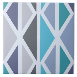 Azulejo Arte Geométrico Retro Triángulos Turquesa Gris