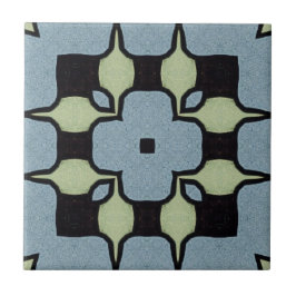 Azulejo Arte geométrico verde azul vintage