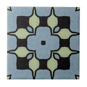 Azulejo Arte geométrico verde azul vintage