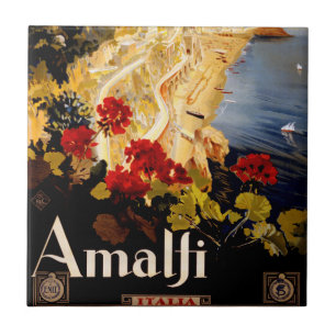 Azulejo Arte gráfico de póster de viaje vintage Amalfi Ita