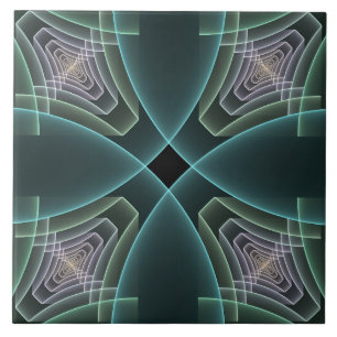 Azulejo Arte gráfico geométrico fractal teal moderno
