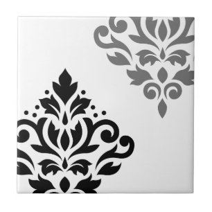 Azulejo Arte I del damasco de la voluta negro y gris en