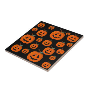 Azulejo Arte Ilustrativo de Jack O Lantern Feliz Halloween