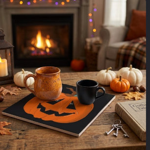 Azulejo Arte Ilustrativo de Jack O Lantern Feliz Halloween