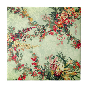 Azulejo Arte industrial floral del siglo XIX