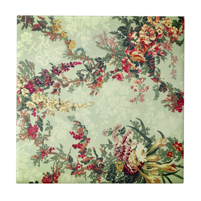 Azulejo Arte industrial floral del siglo XIX   (Frente)