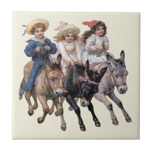 Azulejo Arte infantil de caballo pony antiguo