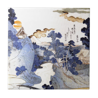 Azulejo Arte japonés azul vintage