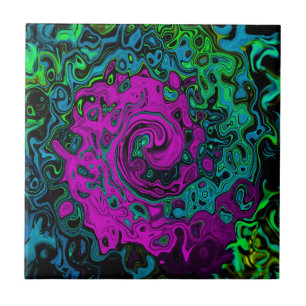 Azulejo Arte Líquido Giratorio Abstracto Magenta Enérgico