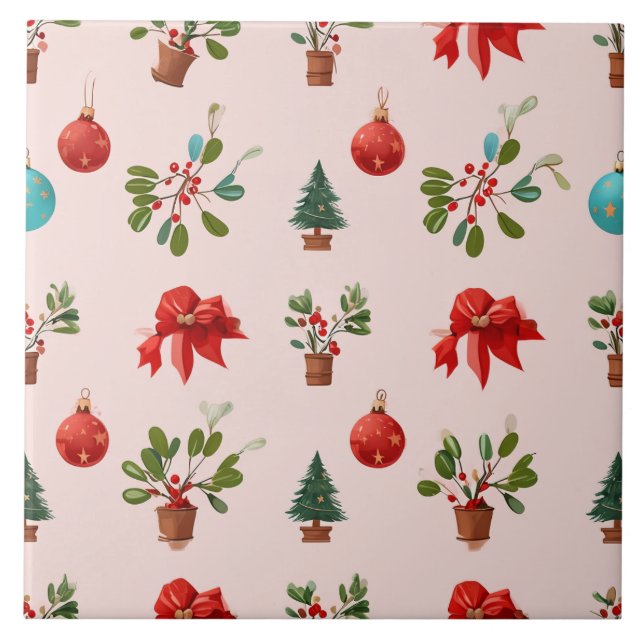 Azulejo Arte lleno de ambiente Navidad Tile cerámico (Frente)