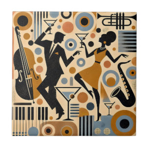 Azulejo Arte Minimalista de la Era del Jazz de Mitad de Si