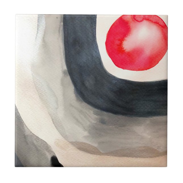 Azulejo Arte moderno abstracto gris y negro en el sol (Frente)