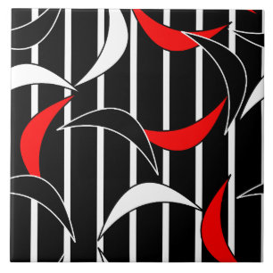 Azulejo Arte moderno negro, blanco y rojo
