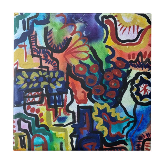 Azulejo Arte moderno pintado a mano en el jardín de Eva (Frente)