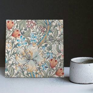 Azulejo Arte Morris Golden Lily Art Nouveau Patrón Floral