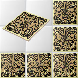 Azulejo Arte Nouveau Antiguo Friso de Ornamentación Foliar