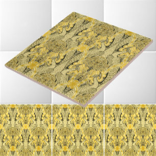 Azulejo Arte Nouveau de la Era Victoriana Pavos Reales y M