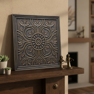 Azulejo Arte Nouveau Floral en Bronce Antiguo #18 ID1193
