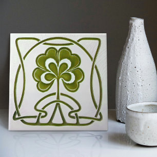 Azulejo Arte Nouveau Flores Corazones Decoración Vintage W