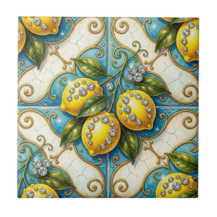 Azulejo Arte Nouveau limones y diamantes patrón sin fisura