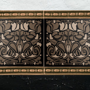Azulejo Arte Nouveau oscuro de jardín vintage 