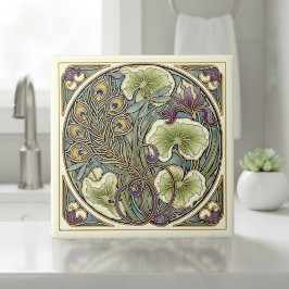 Azulejo Arte Nouveau pluma de pavo real Pat#7 ID1193