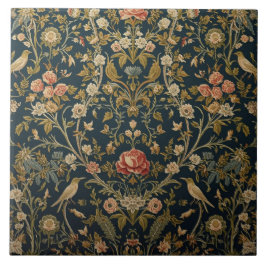 Azulejo Arte Nuevo Elegante Floral Pájaro Botánico Antiguo