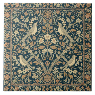 Azulejo Arte Nuevo elegante floral pájaro botánico vintage