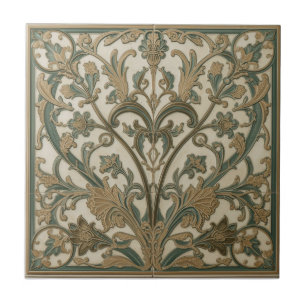 Azulejo arte nuevo William Morris Algas Floral Vintage