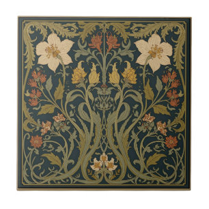 Azulejo arte nuevo William Morris Algas Marinas Floral Vin