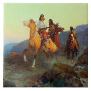 Azulejo Arte occidental de Frank Tenney Johnson “Renegado 