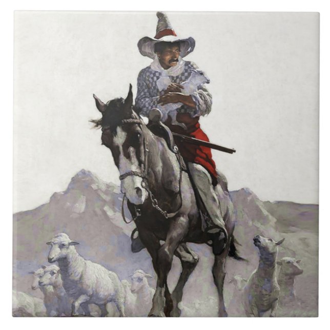 Azulejo Arte Occidental rescatado por NC Wyeth (Frente)