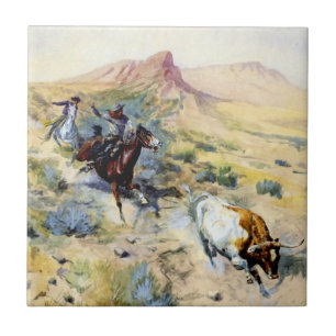 Azulejo Arte occidental “The Quitter” de Charles M Russell