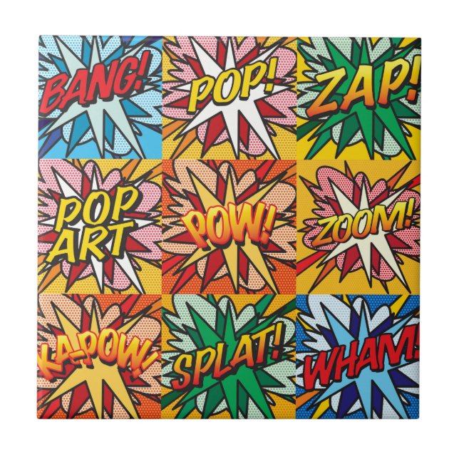 Azulejo Arte Pop de Cómic Retro Divertido (Frente)