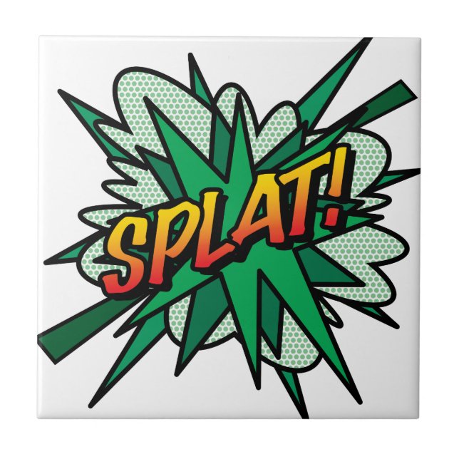Azulejo Arte Pop de Cómic Retro Divertido SPLAT (Frente)