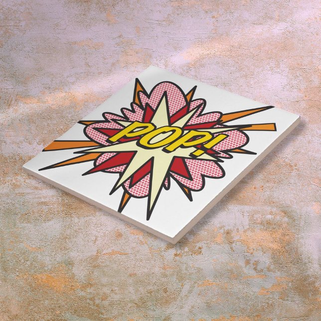 Azulejo Arte pop de cómics retro de diversión POP (POP Fun Retro Comic Book Pop Art Ceramic Tile)