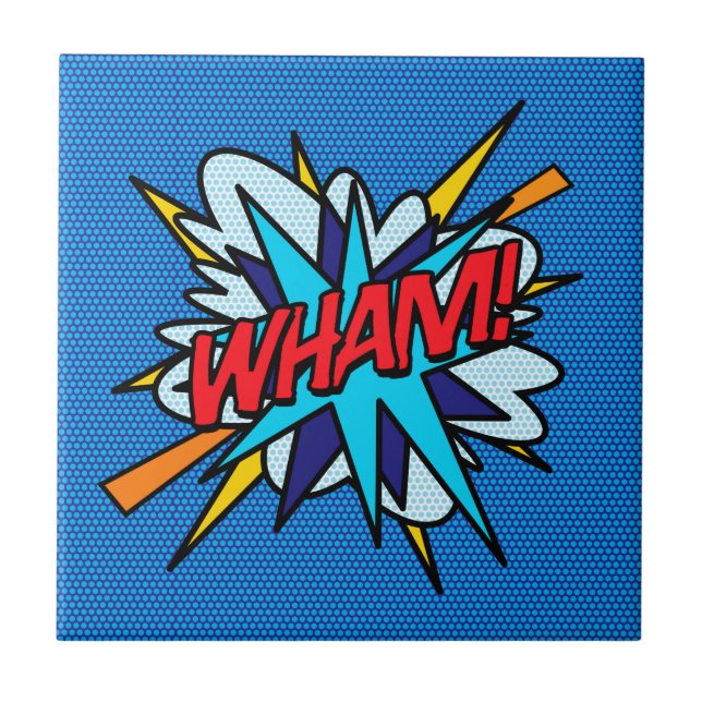 Azulejo Arte pop de cómics retro de WHAM (Frente)